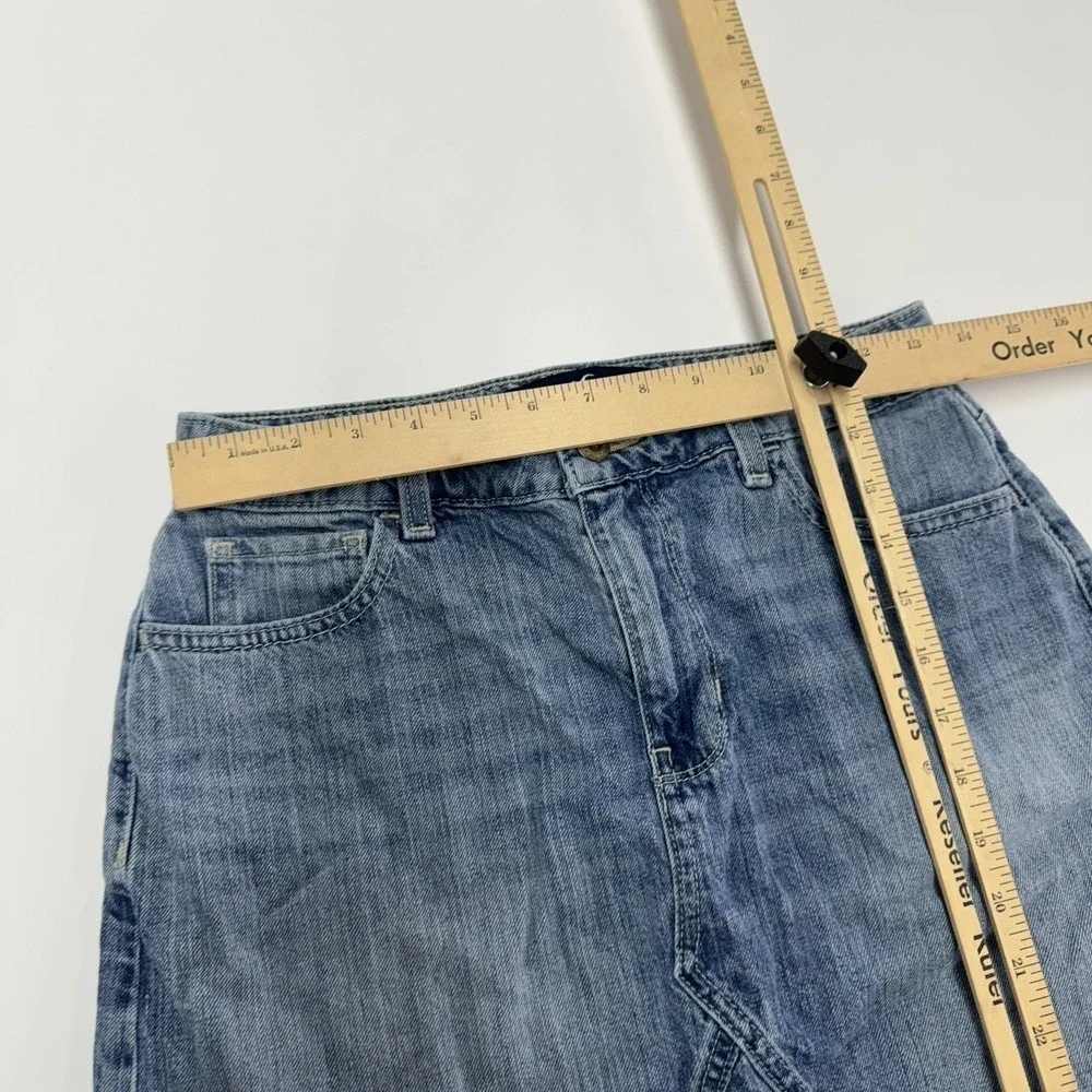 Hollister Denim Skirt Womens Size 5‎ W27 Blue Distressed Raw Hem Mini Y2K